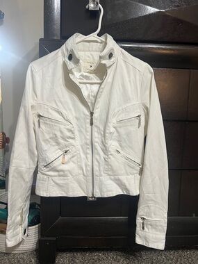 Forever 21 White  Cropped Bomber Jacket